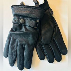NEW! ZARA LEATHER Gloves Black Mens
